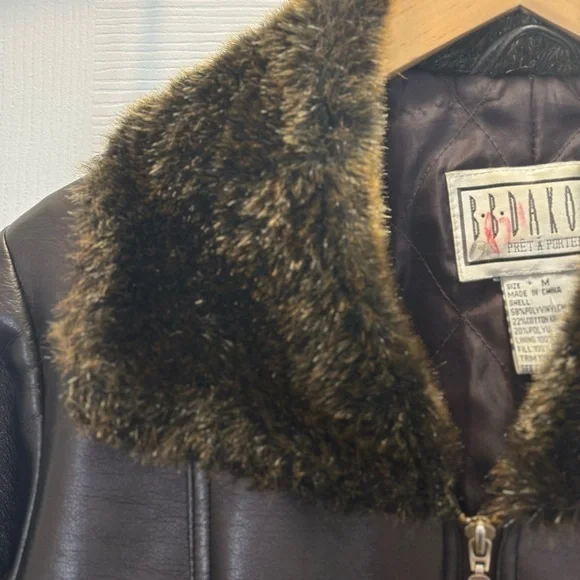 vtg bb dakota Womens Brown penny lane jacket Y2K Faux Leather Size Medium Boho - Picture 13 of 16